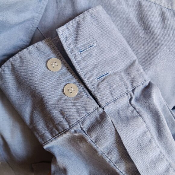 Vintage 1990's Western Shirt Medium Chambray Button Down by Justin - Picture 7 of 8